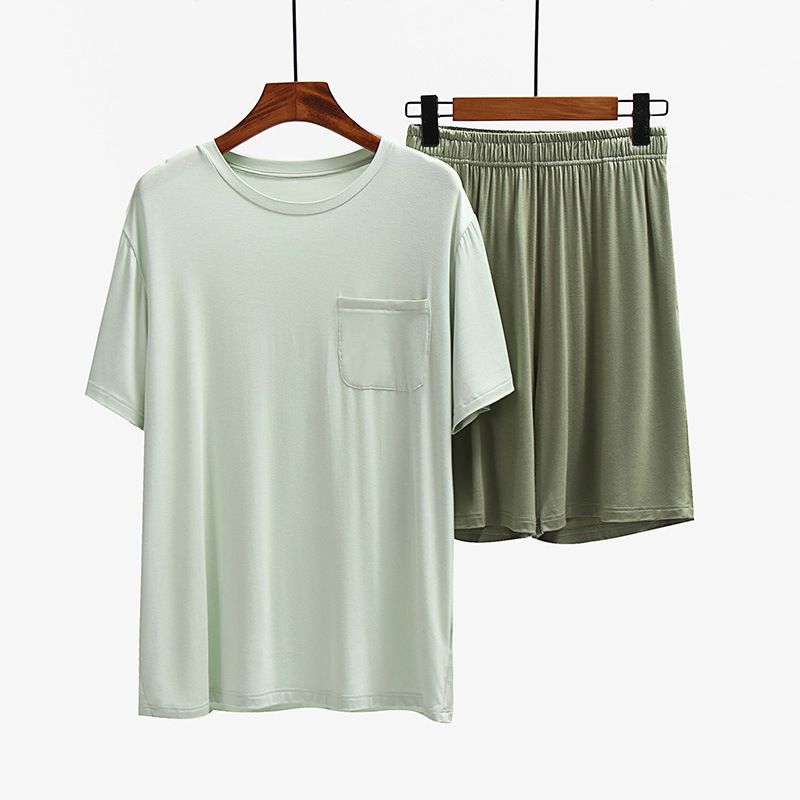 Men Undisciplined Summer Home Wear Short Sleeve... Haze blue short sleeve + Haze blue shorts L โ image 4