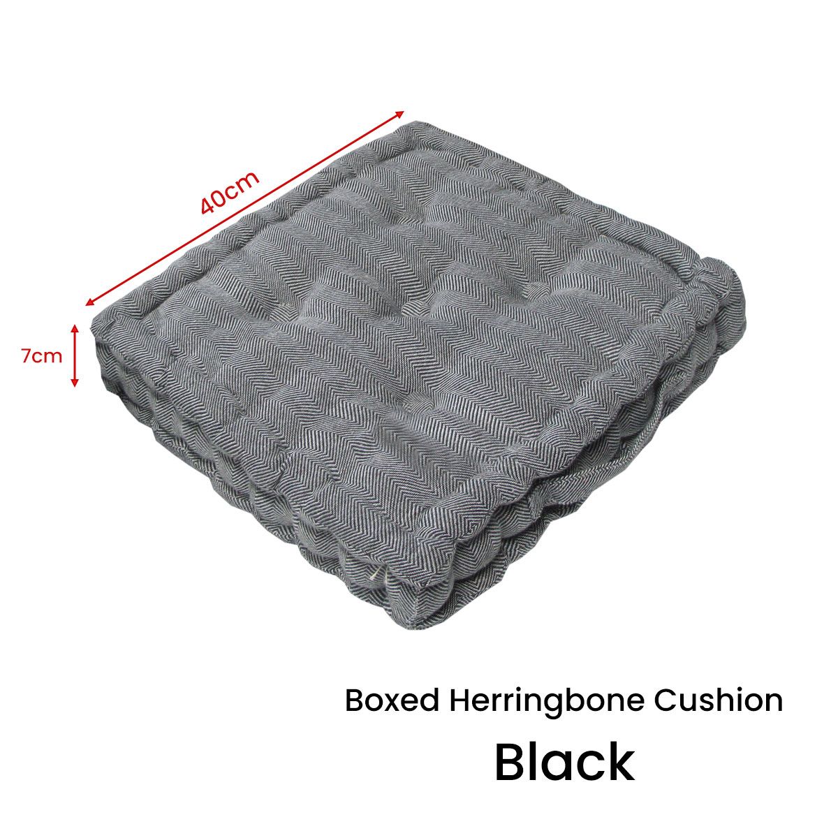 Rans Boxed Herringbone Chair Cushion Pad 40 × 40 + 7 cm Black — image 3