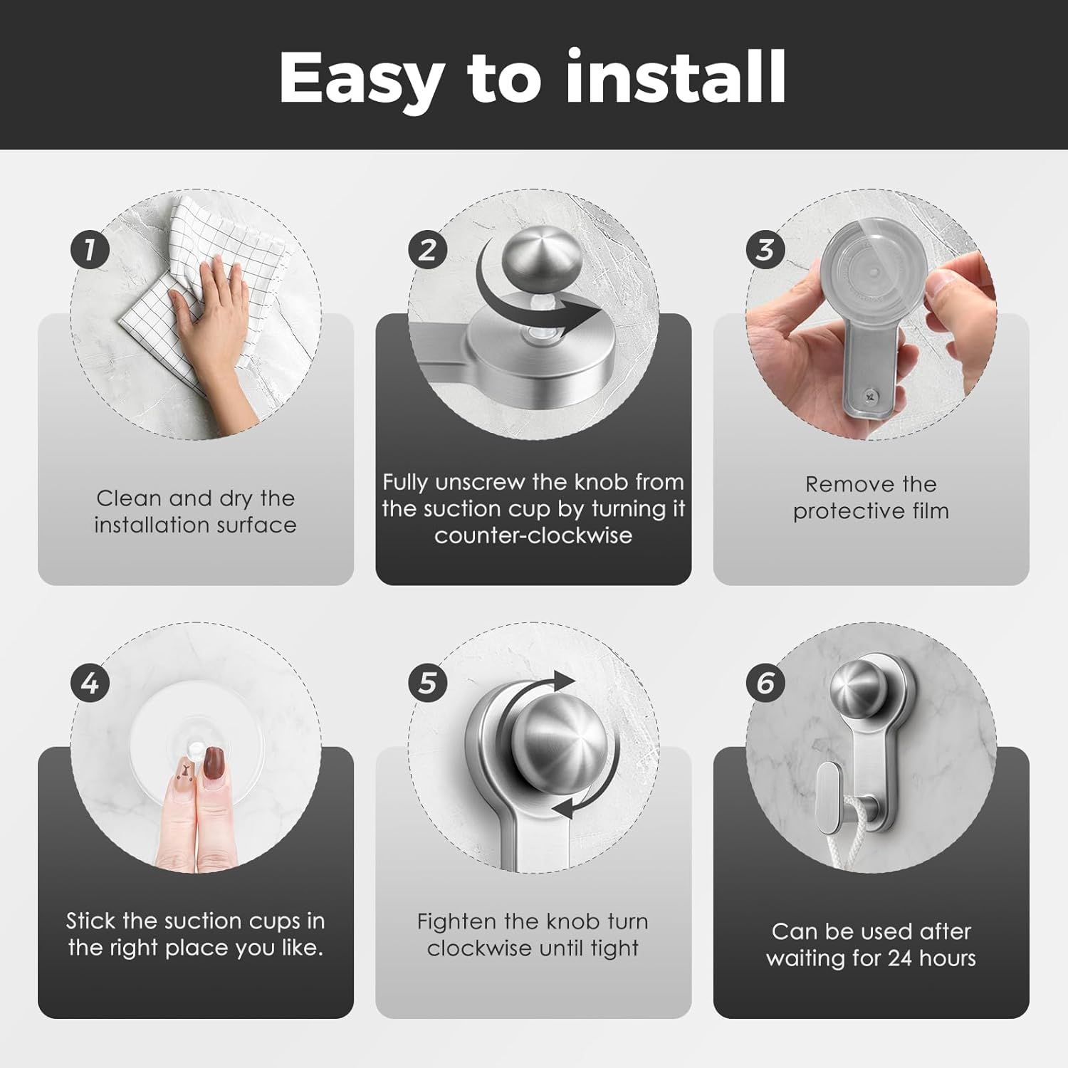 Shower hooks for indoor showers, diamond free detachable towel hooks for bathrooms, heavy-duty suction cup hooks for glass windows, 2-piece set — image 4