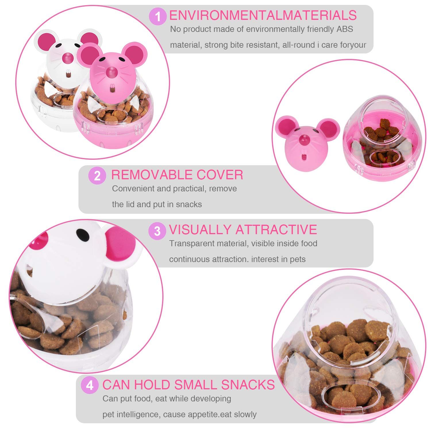 2 pcs Cat Food Ball Slow Feed Mice Tumbler Shaped Pet Treat Ball Cat Food Toy Ball Pet Food Ball Cat Feeder โ image 5