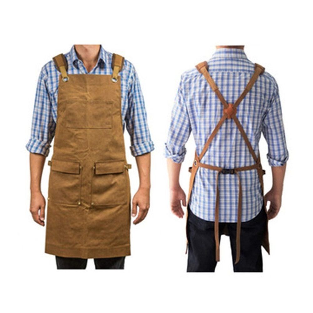 Woodworking Apron for Men Shop Apron Thick Canvas Work Apron with Tool Pockets,Carpentry Electrician Garden Work Clothes โ image 3