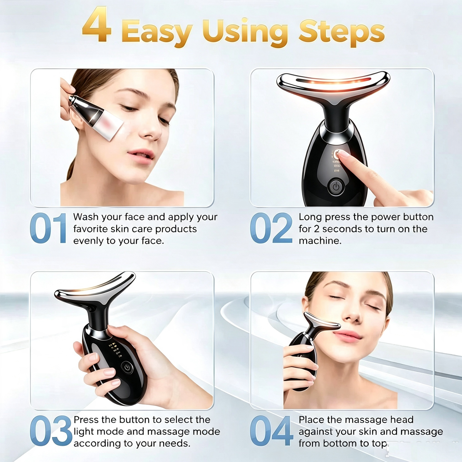 Rejuvenation Massager Neck Anti Wrinkle Face Beauty Device Skin Lifting Tighten Black — image 4