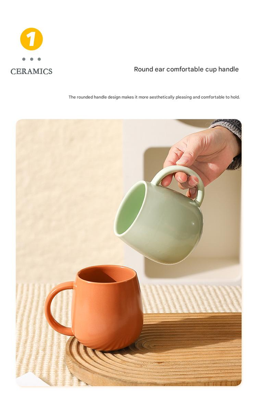 Yellow Premium Macaron Ceramic Coffee Mug - 480ml Large Capacity Belly Cup with Underglaze Finish, Minimalist Nordic Style Porcelain Mug for Coffee, Tea, Milk — image 5
