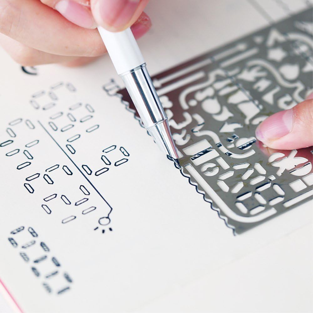 Yansanido Pack of 3 Stainless Steel Drawing Ruler, Painting Stencils, Scale Template Sets, Graphics Stencils, Number Template Ruler for Very Fine Pen Tip — image 6