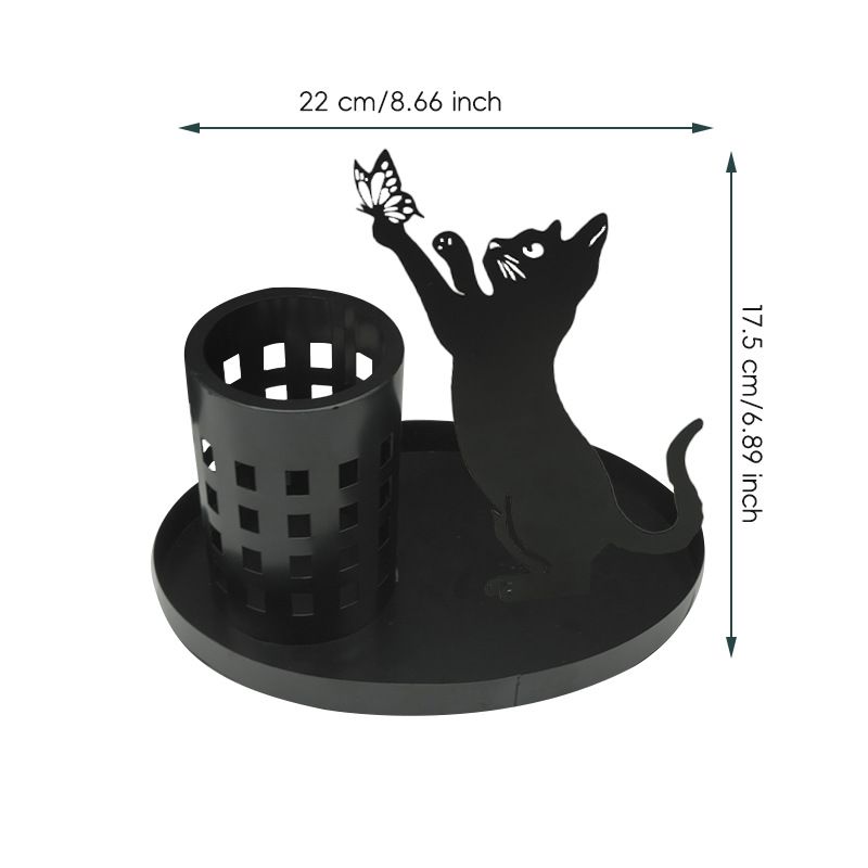 Cat Pen Holder for Desk Cute Black Cat Pencil Holder Metal Cat Desk Accessories Desk Organizer Cat Makeup Brush Pen Cups โ image 4