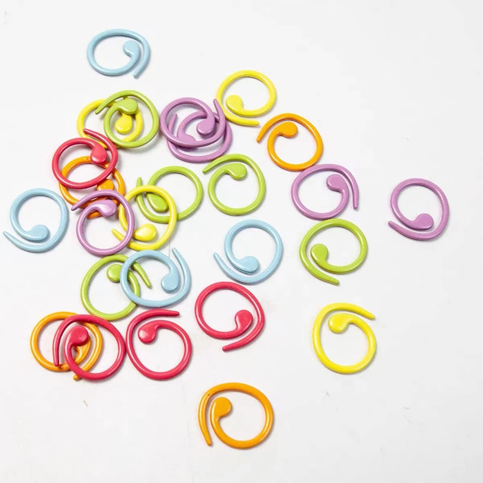 100PCS Metal Stitch Markers Helical-Shaped Crochet Markers Ring Multicolor Crochet Locking Markers (Multicolor) — image 2