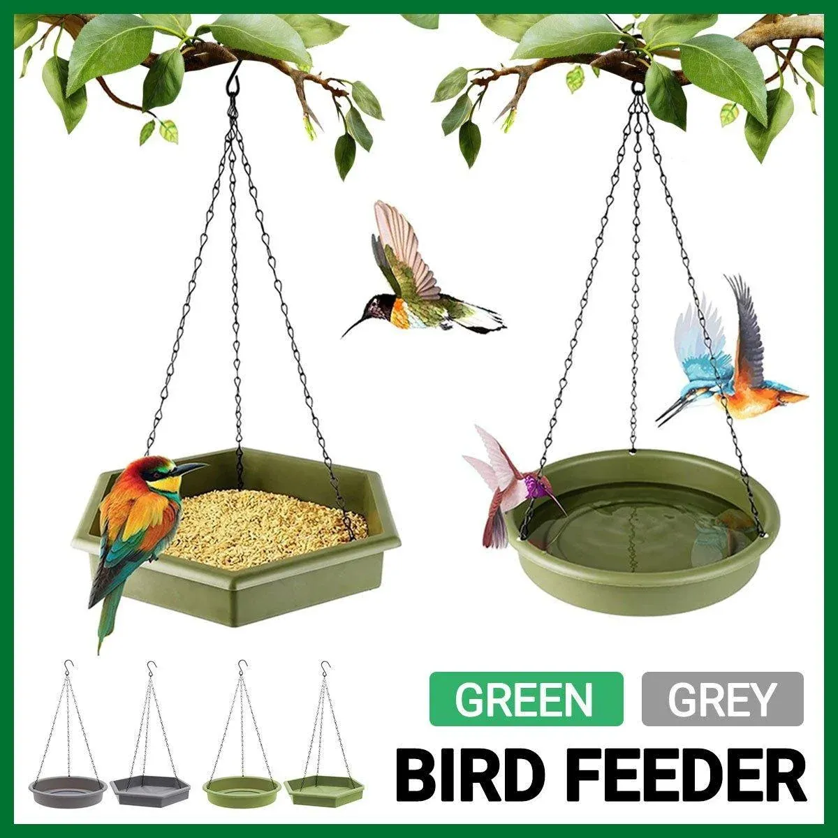 Outdoor Garden Hanging Bird Feeder Garden Automatic Hummingbird Water Feeder - Grey โ image 2