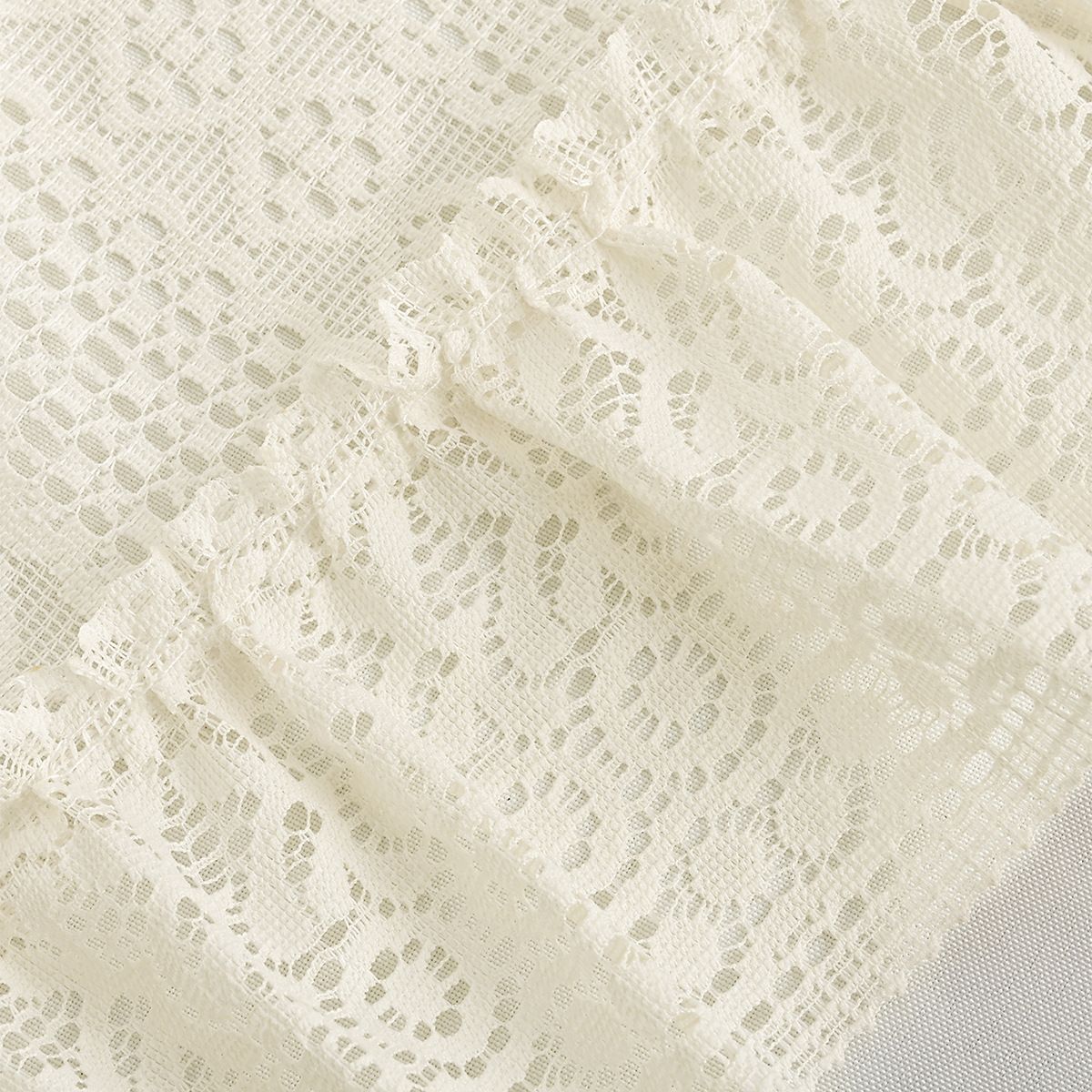 Rustic Crochet Curtain Valance for Kitchen Bathroom Farmhouse Lace Curtain Tiers for Coffee Decor Room Divider Rod Pocket Hollow Out Short Curtains for Closet — image 5