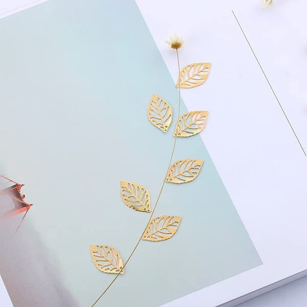 100Pcs Hollow Leaf Charms Gold Metal Crafts Leaf Metal Flake Charms Ornaments Pendant for DIY Jewelry Making Hairpin — image 2