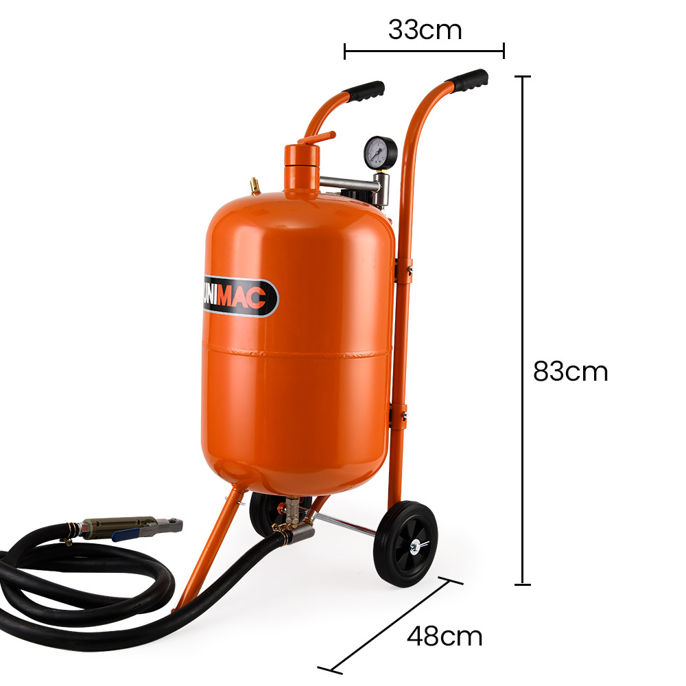UNIMAC 38L Sandblasting Tank, Pressurised Design with Sandblast Gun Set with Hose — image 2