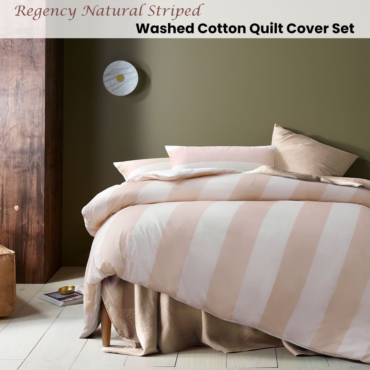 Accessorize Regency Natural Striped Washed Cotton Quilt Cover Set King — image 2
