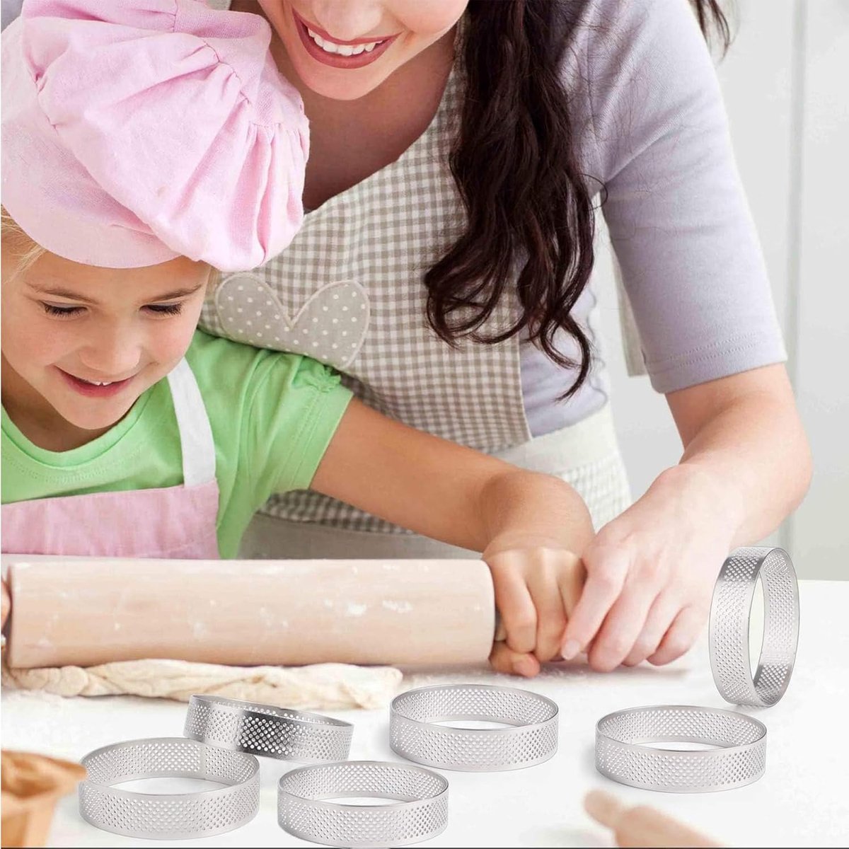 Cake ring - 6 pieces - Ø 8 cm*2 cm*0.8 mm - Stainless steel - Cake tin - Cake mould - Mousse cake mould - For baking muffins, cakes, cookies — image 4