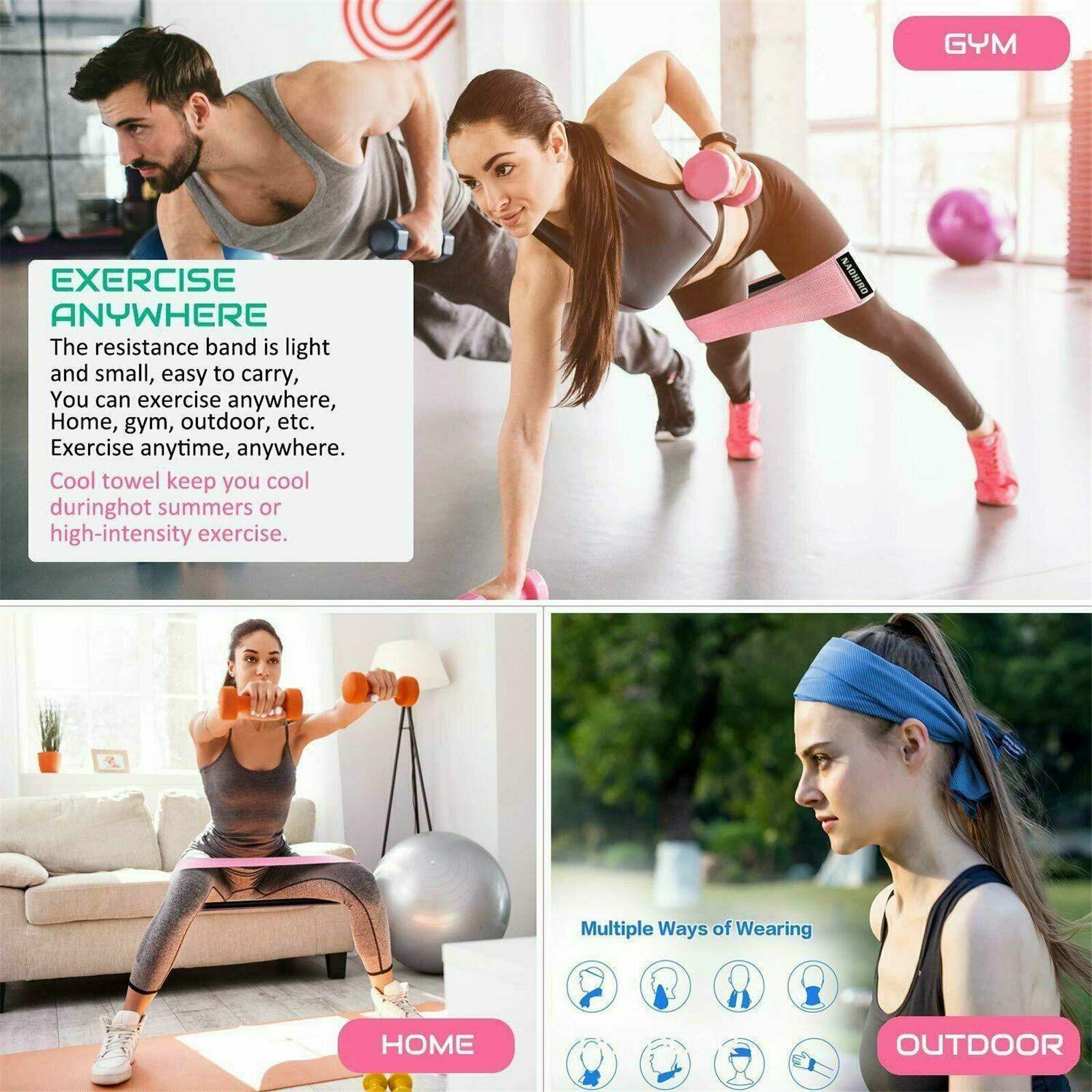 8x64CM Resistance Booty Bands Hip Circle Loop Bands Gym Home Exercise Women - Green — image 4