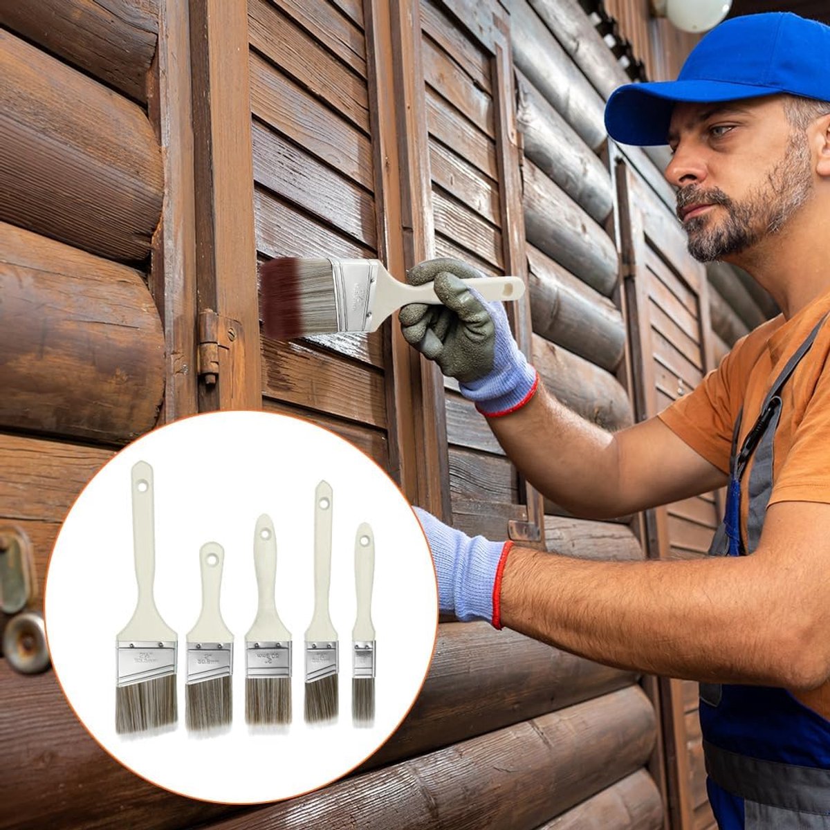 5-Piece Professional Paint brush set - Paint brushes with wooden handle - Wall paint brushes - Brush - Painting / Painting supplies - for paint, glue and DIY — image 3
