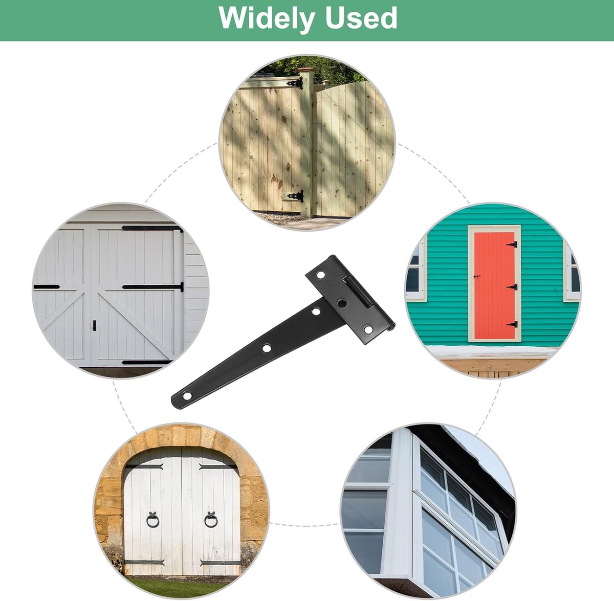 pieces - T-hinge for door - with screws - 6 inch - shed door hinge - T-door hinge - T-hinges - T-hinge - exterior door hinges - for wooden fences, sheds — image 4