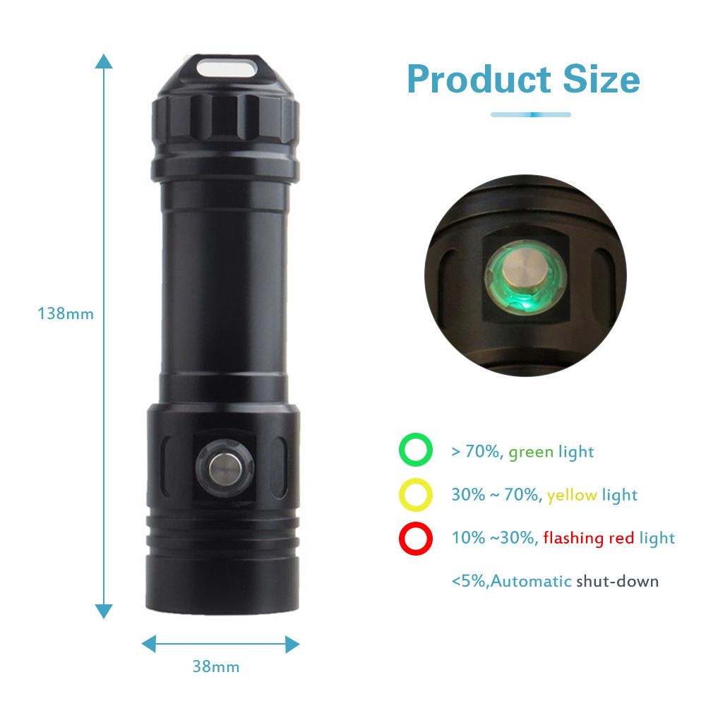 Scuba Diving Flashlight 1000 Lumen Diving Light,Waterproof Snorkeling Light Rechargeable, 3 Modes Submarine Flashlight — image 3