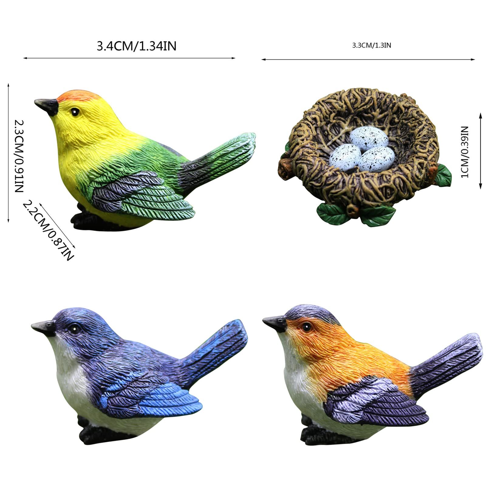 3PC Resin Fake Birds Figurines Home Decor Garden Resin Bird Decorations for The Home Resin Animals Model Ornaments Mini Garden — image 3