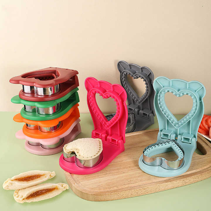 3 Pcs Pink Heart Sandwich Maker Sealer - DIY Toast Pocket Bread Cutter & Sealer Mold (PP + 304 Stainless Steel) โ image 2