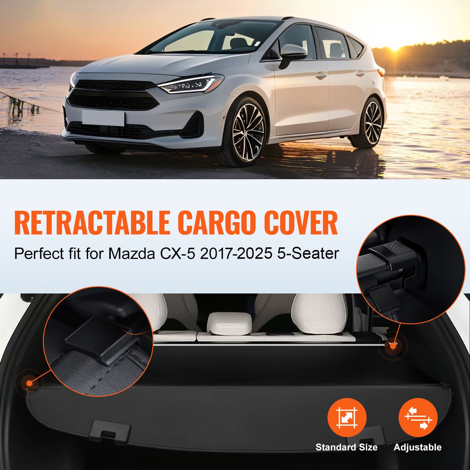 Retractable Cargo Cover for Mazda, Upgraded Waterproof Trunk Cover Security Shield Shade for Mazda CX-5 2017-2025 5-Seater, UV Resistant Rear Trunk Cover โ image 2