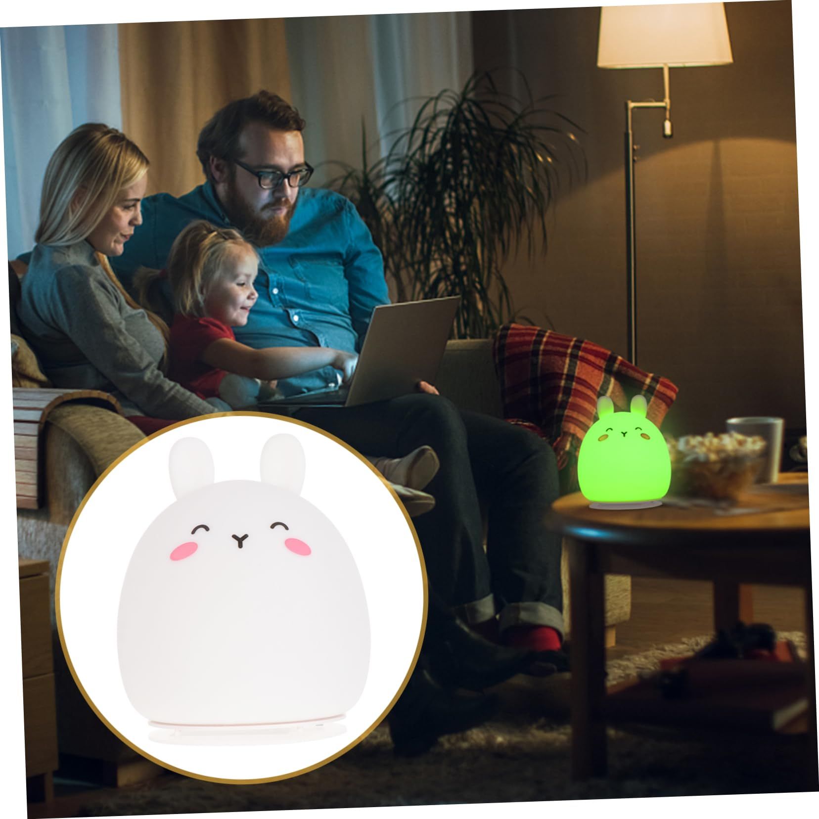 Cute Rabbit Baby Night Light Children's Light, LED Portable Animal Silicone Light, USB Charging Night Light — image 4