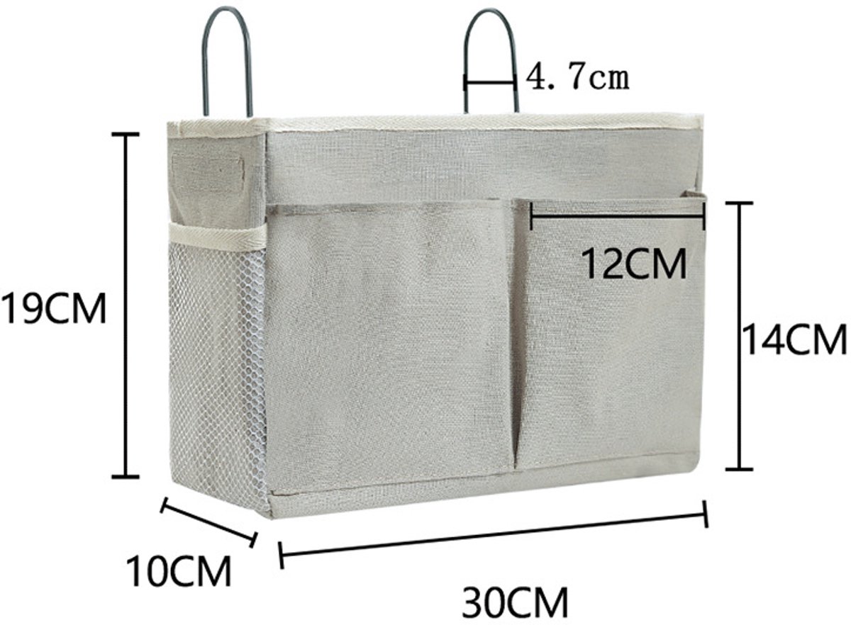Hanging Basket - Bag Organizer - Bed Bag Holder - Storage Bags - Bed Organizer - Hanging Storage Bags - Dorm Organizer - 30 × 10 × 19 cm - Off-White - with 4 — image 5