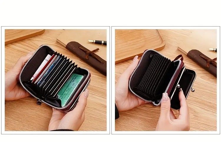 Vintage Leather Mini Bag, classic kiss-lock closure, multi-layer compartment storage, lightweight and portable, perfect for commuting and going out, an — image 4