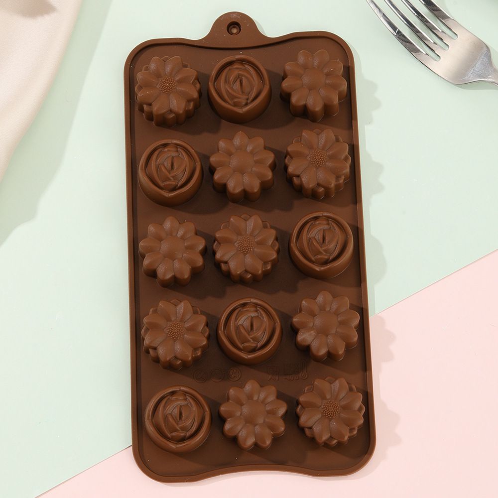 Silicone Candy Chocolate mold Flower Dinosaur Animal Zoo Rose Kids DIY Treats Freezer and Oven Safe (Flower) — image 3
