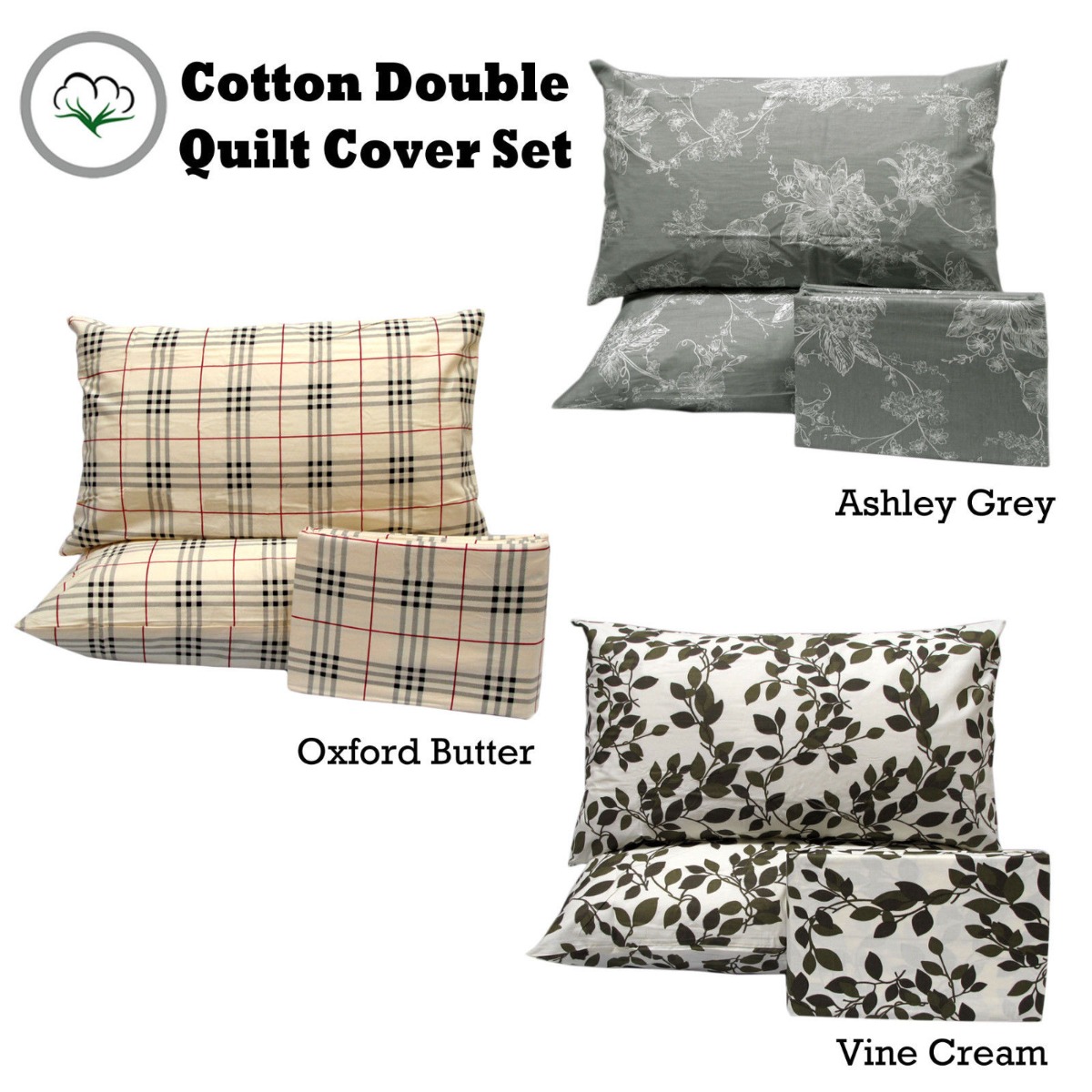 Pure Cotton Ashley Quilt Cover Set Double — image 3