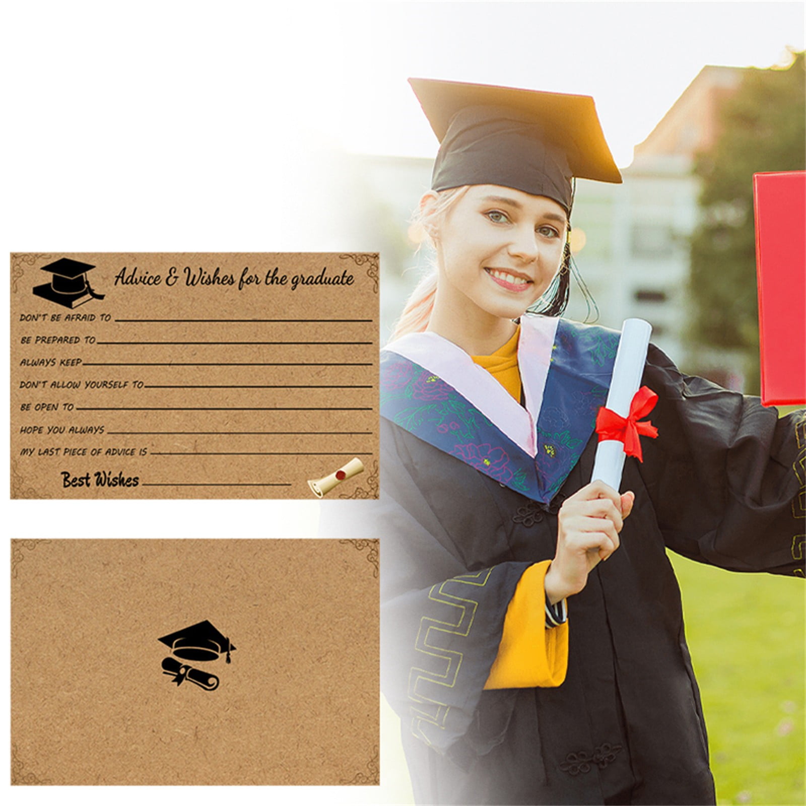 Graduation Advice And Well Wishes Cards For Graduates - Class Of Grad Cap & Diploma Fill-In Advice Cards For High School, College Grad Party Supplies (Retro — image 4
