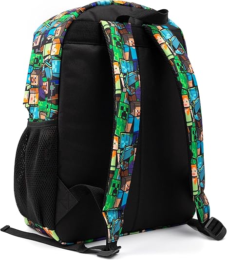 Minecraft Backpack For Boys School Backpack Kids Compatible Minecraft Black Green Creeper Zombie Skeleton Enderman Cave Spider — image 2