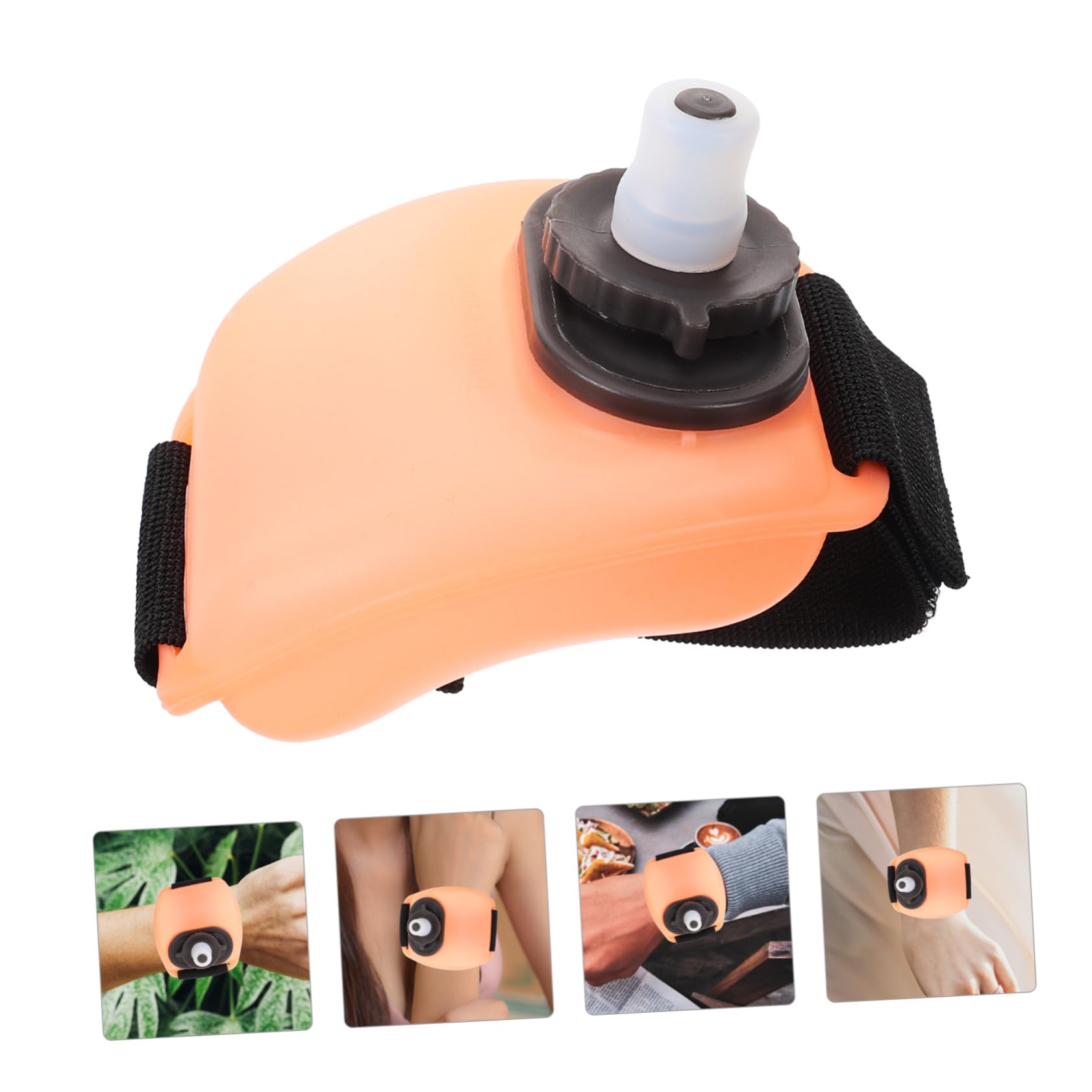 Wrist Water Bottle 7oz Hydration Flask – Hands-Free Leak-Proof Silicone Drink Container for Running, Cycling, Hiking & Fitness Training (Orange) — image 6