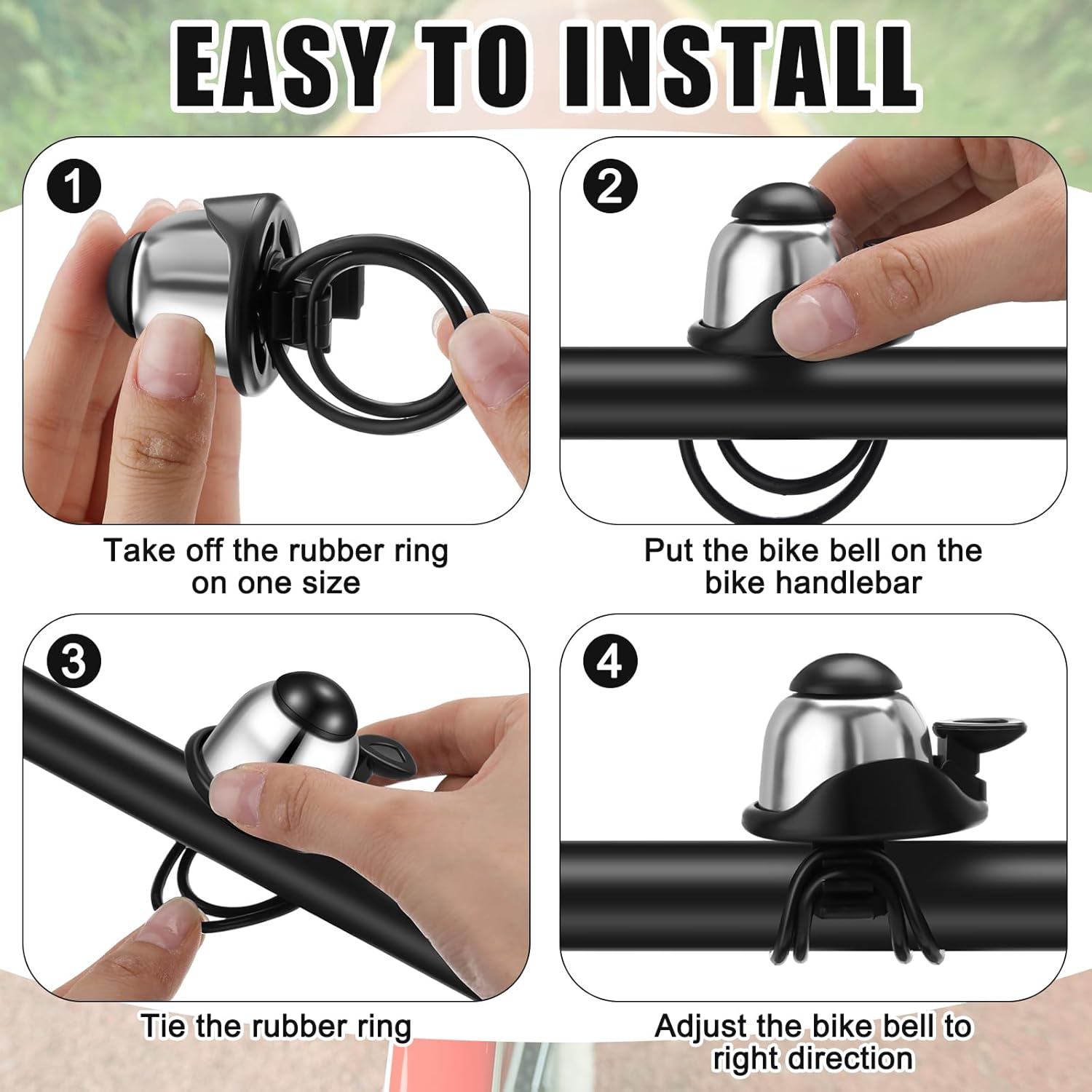 2 Pack Bicycle Bell - Compact & Loud - Mini Bike Bell for Road Bike Mountain Bike E-Bike - Silver — image 5