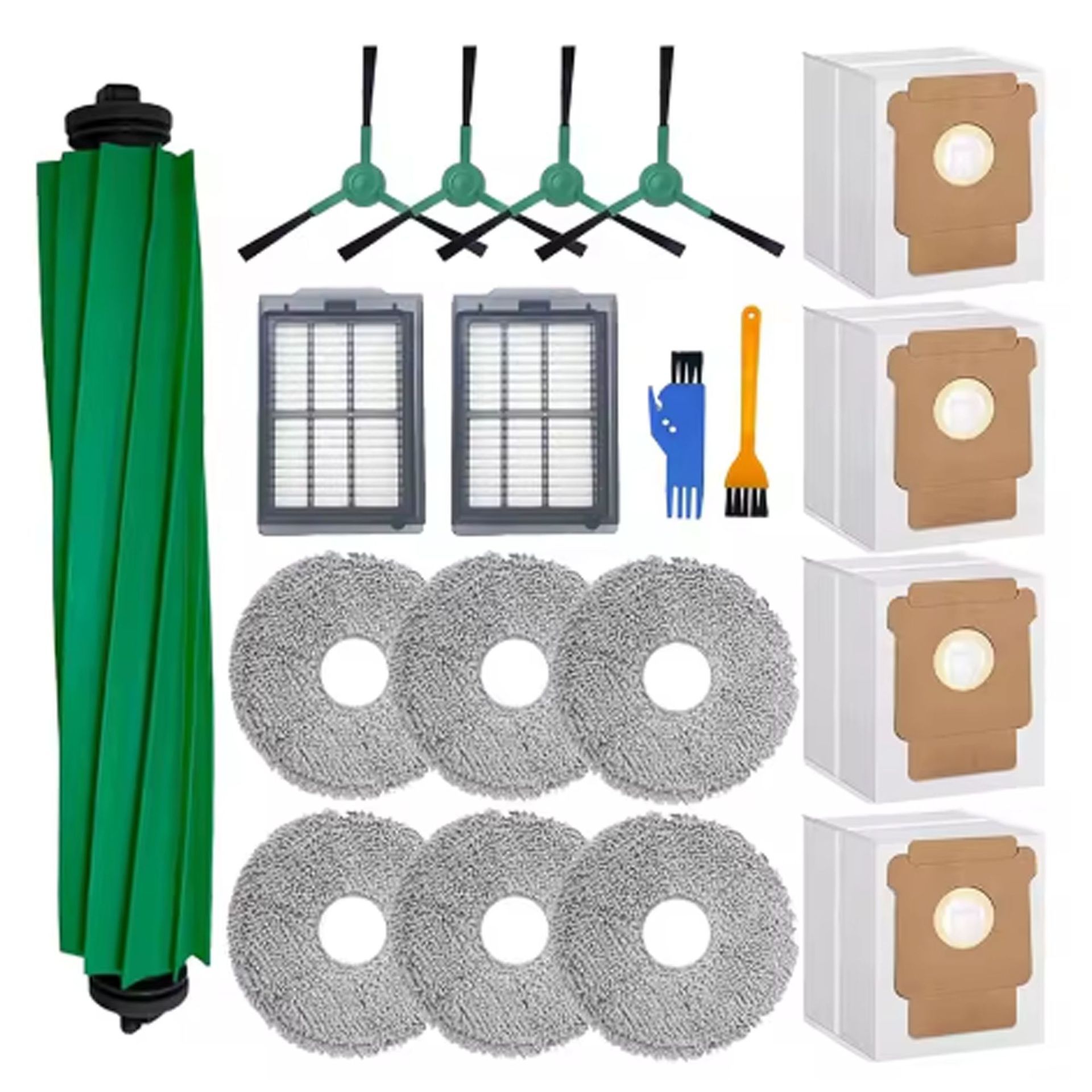 Replacement Accessory Kit Compatible with iRobot Roomba 505/405 Series - 1 Main Brush + 4 Side Brushes + 3 Filters + 4 Mop Pads + 4 Dust Bags + 1 Small Yellow