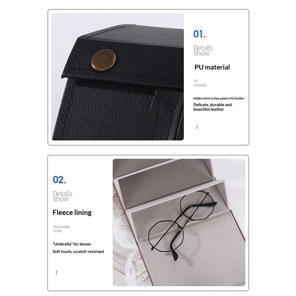 Eyeglass Case Hard Shell, Portable Sunglass Case, Fashionable PU Leather Eyeglass Case, Lightweight(black) — image 5