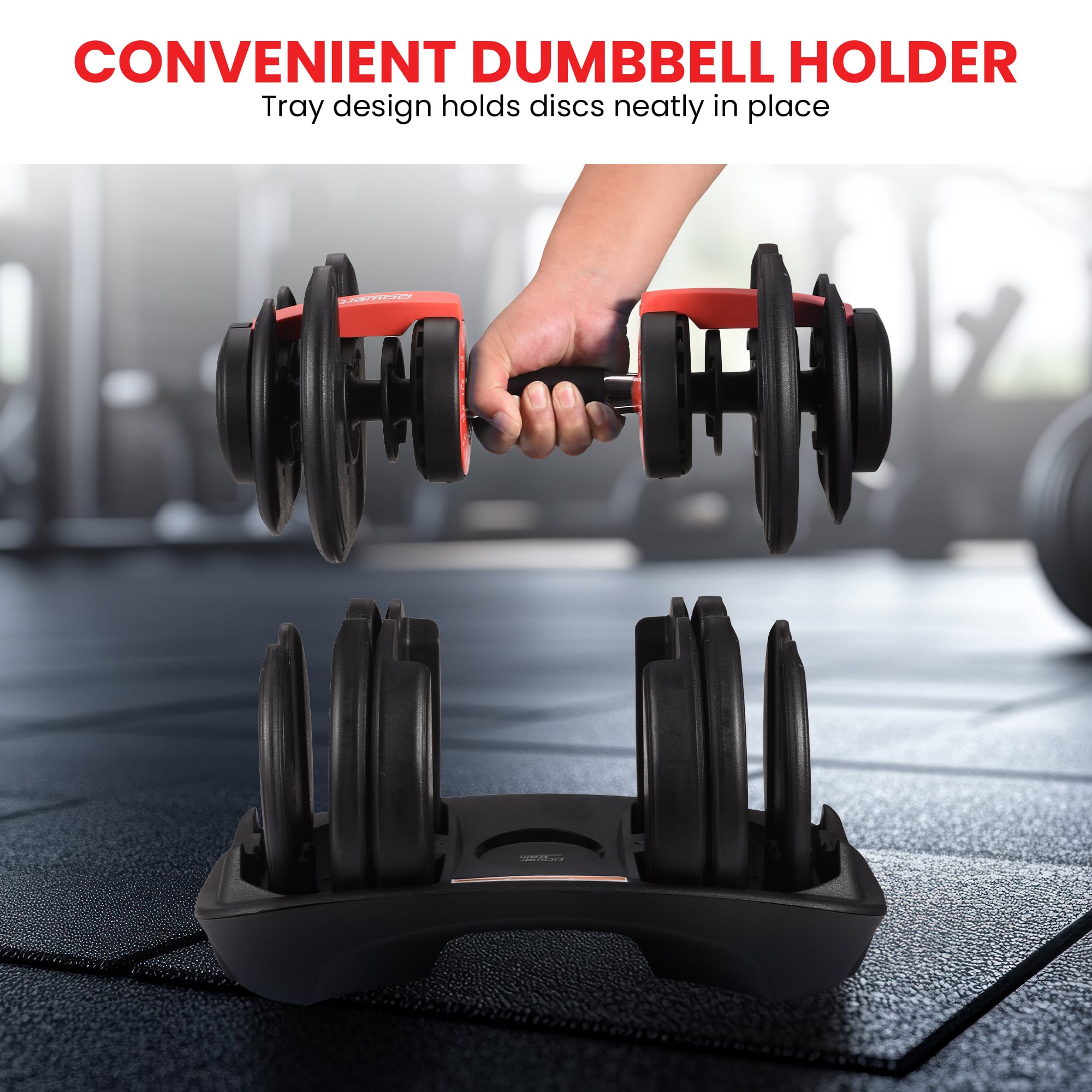 Powertrain 24kg Adjustable Dumbbell Home Gym Exercise Weights Free Workout Red — image 6