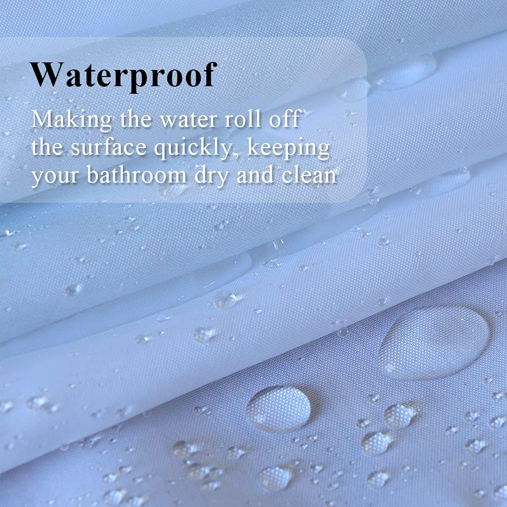 Winter Snowy Shower Curtain, Window View Blue Sky Winter Christmas Tree River Nature Snowy Scene Bath Curtains for Holiday 180cm x 180cm — image 4