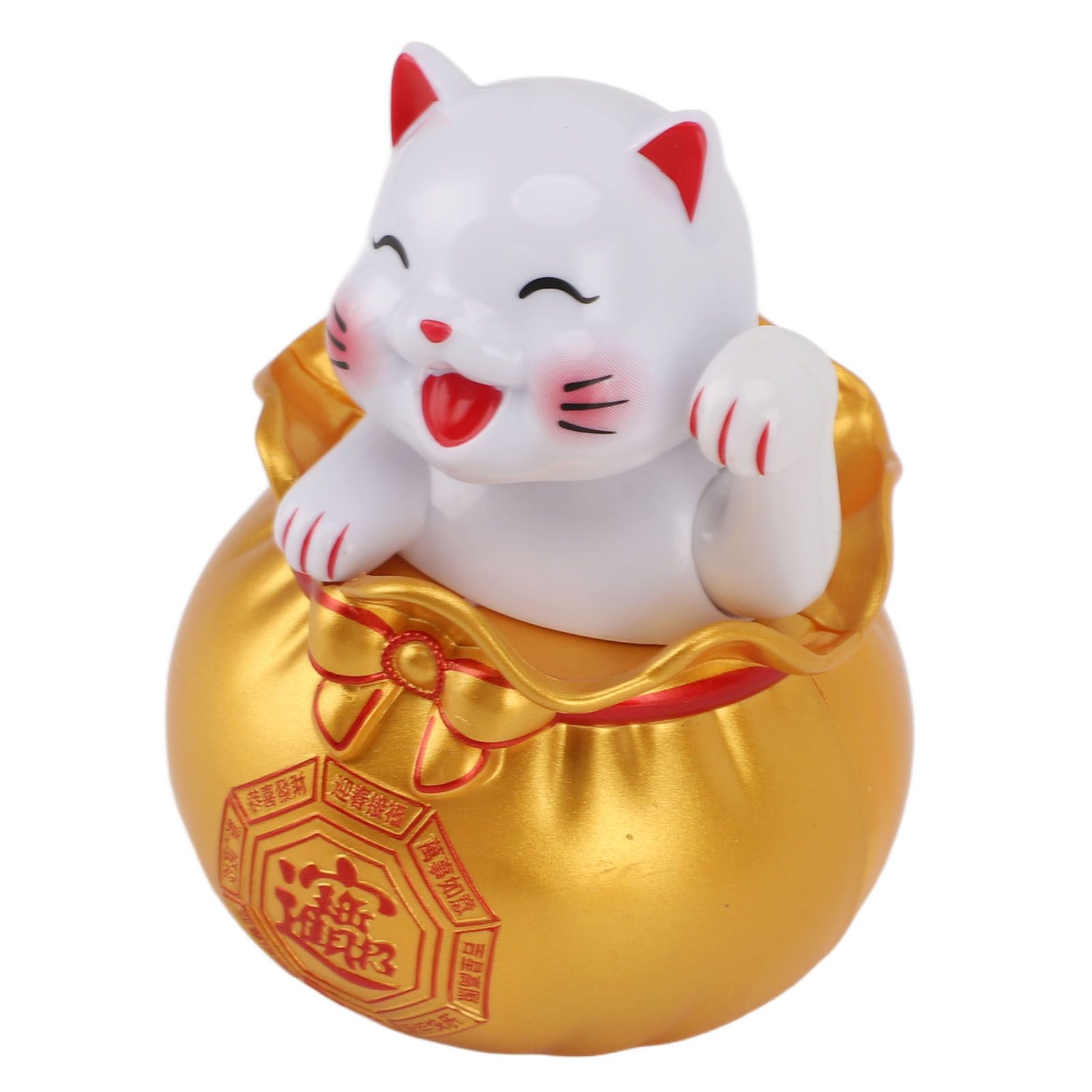 Solar Powered Lucky Cat Lucky Wealth Welcoming Cat Car Decor Desktop Cash Register Opening Decoration Small Eye Gold โ image 5