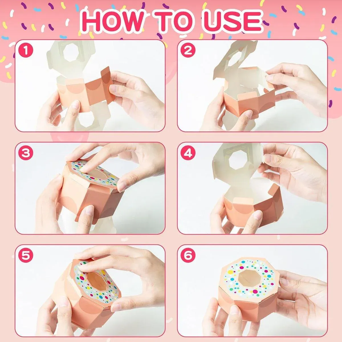 100pcs Wedding Candy Boxes Gift Packaging Doughnut Biscuit Box Paper Party Favor - Pink — image 6