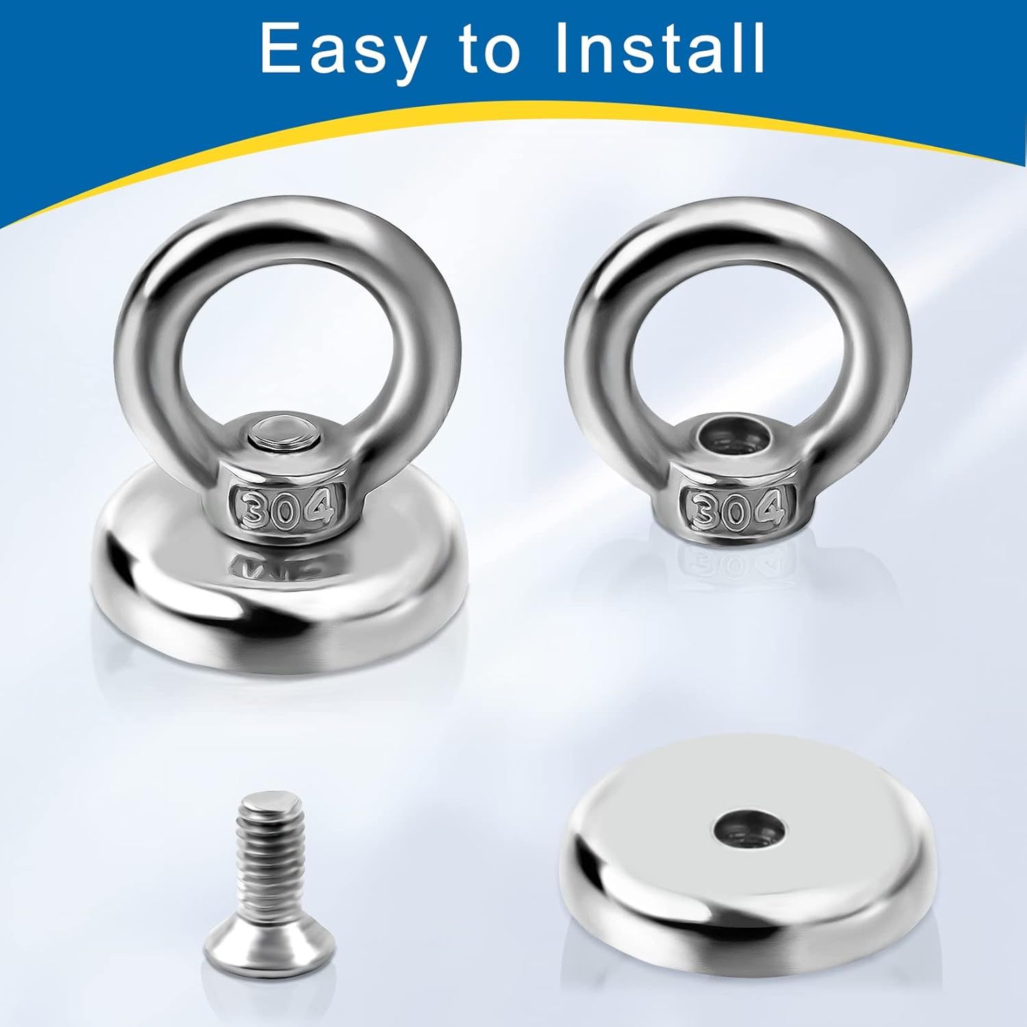 Magnetic Hooks Heavy Duty 10 Pack, 60 lbs Pulling Force Rare Earth Magnets with Countersunk Hole Eyebolt, Neodymium Magnet Hooks Heavy Duty for Home — image 6