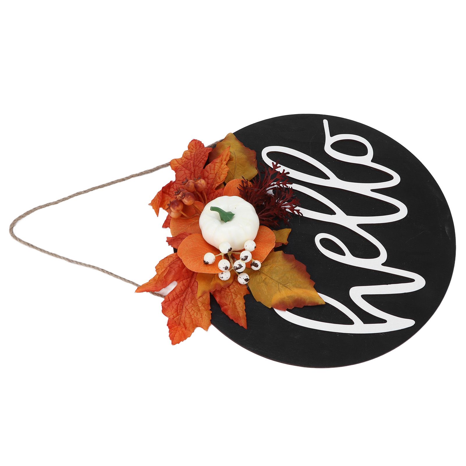 Round Wood Door Sign Farmhouse Front Door Hanging Welcome Sign Decors for Halloween ChristmasLeaf Ginkgo โ image 6