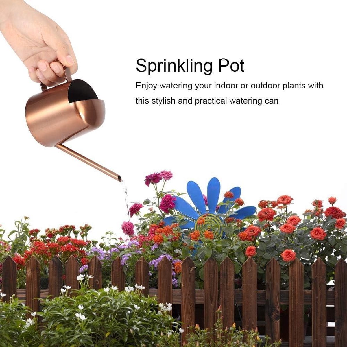 Small 300ml stainless steel watering can with long spout - ideal for flowers and household use — image 3