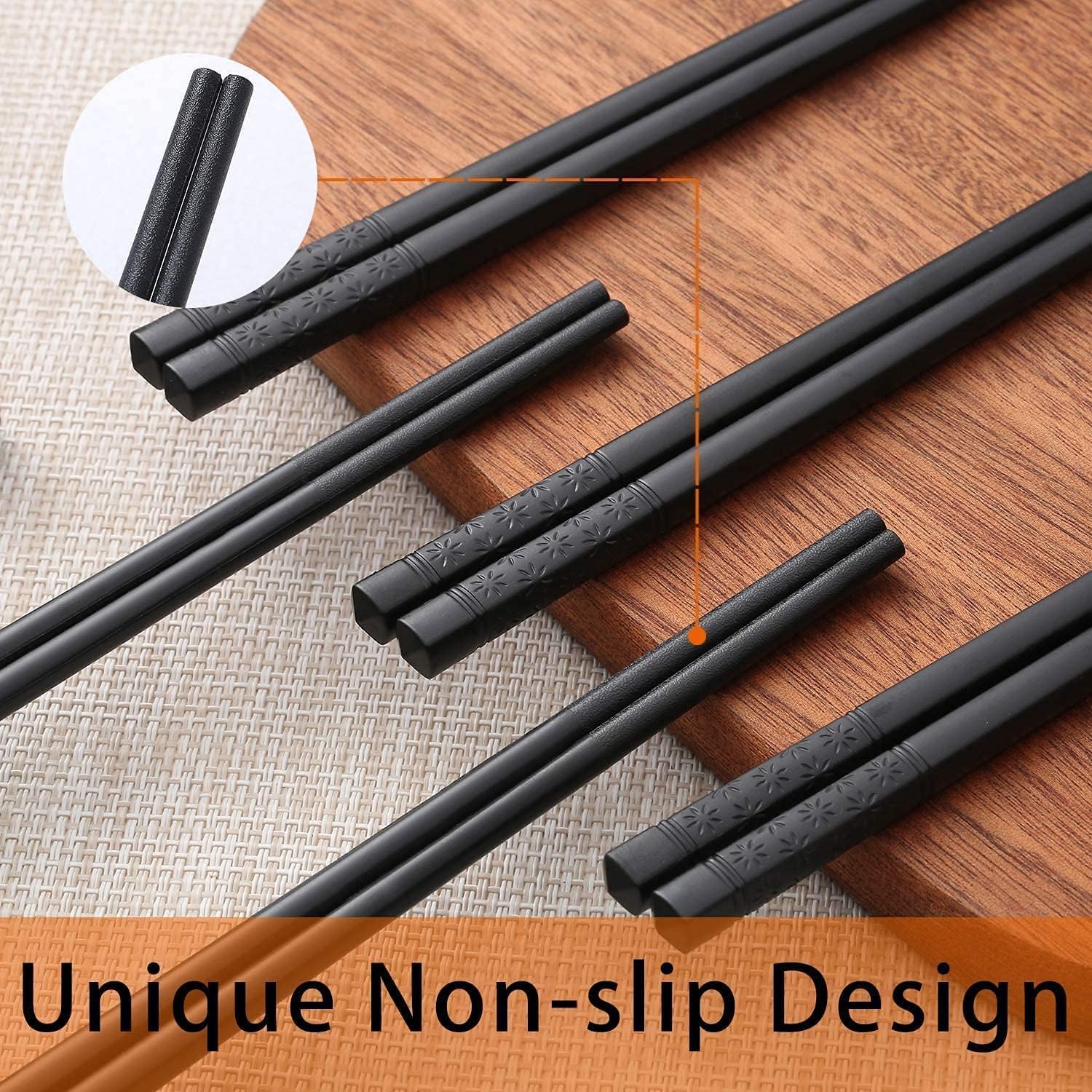 10 Pairs Fiberglass Chopsticks - Reusable Chopsticks Dishwasher Safe, 9 1/2 Inches - Black — image 3