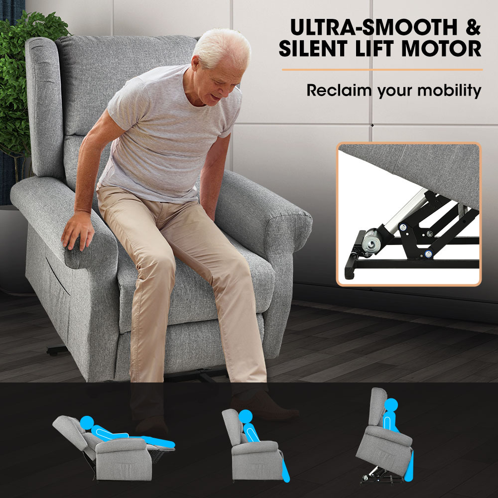 FORTIA Electric Recliner Lift Heat Chair for Elderly, Massage, Heat Therapy, Aged Care, Grey โ image 4