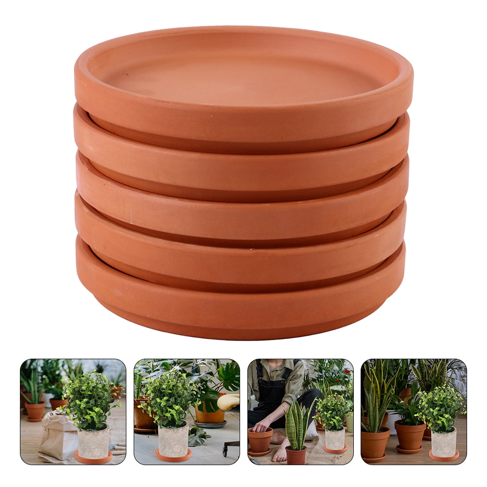 Chocolate Red Clay Flower Pot Tray for Indoor Outdoor Use 5Pcs โ image 2