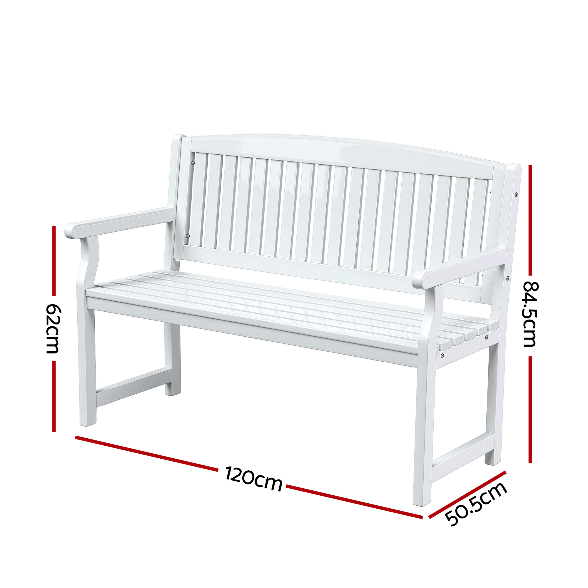 Gardeon Outdoor Garden Bench Wooden 2 Seater Lounge Chair Patio Furniture White — image 2