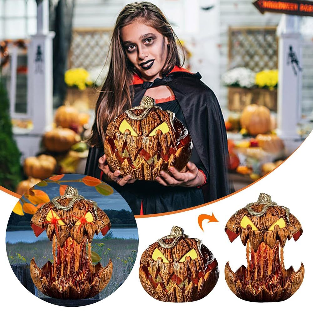 Halloween pumpkin lighting decoration, with a talking mouth expandable retro Halloween pumpkin indoor and outdoor decoration — image 5