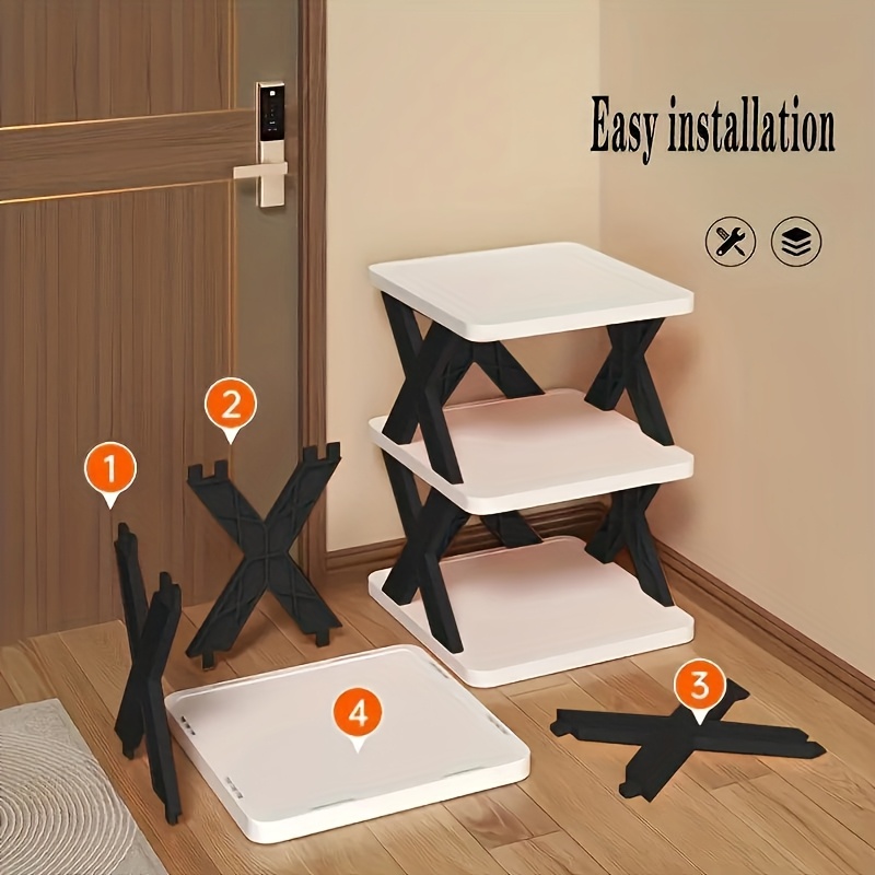 6-Tier Foldable White/BLACK Shoe Rack, space-saving vertical design for entry halls, living rooms, bedrooms, closets, balconies—an essential organizing storage — image 3