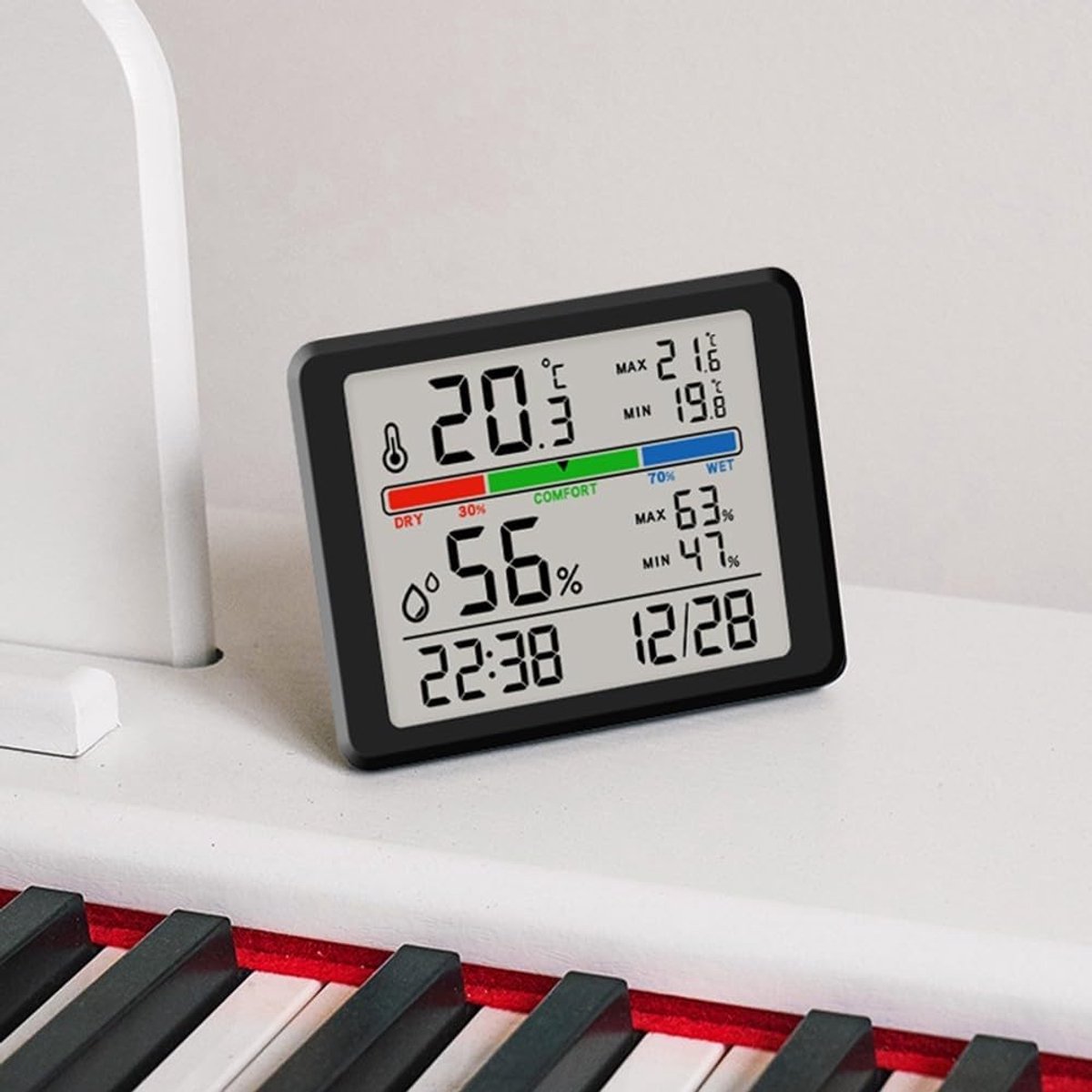 Wekker - Digital Hygrometer - Room Thermometer - Temperature and Humidity Meter - Baby's Room - Children's Room - Office - Kitchen - Wall Mounted in Garage — image 4