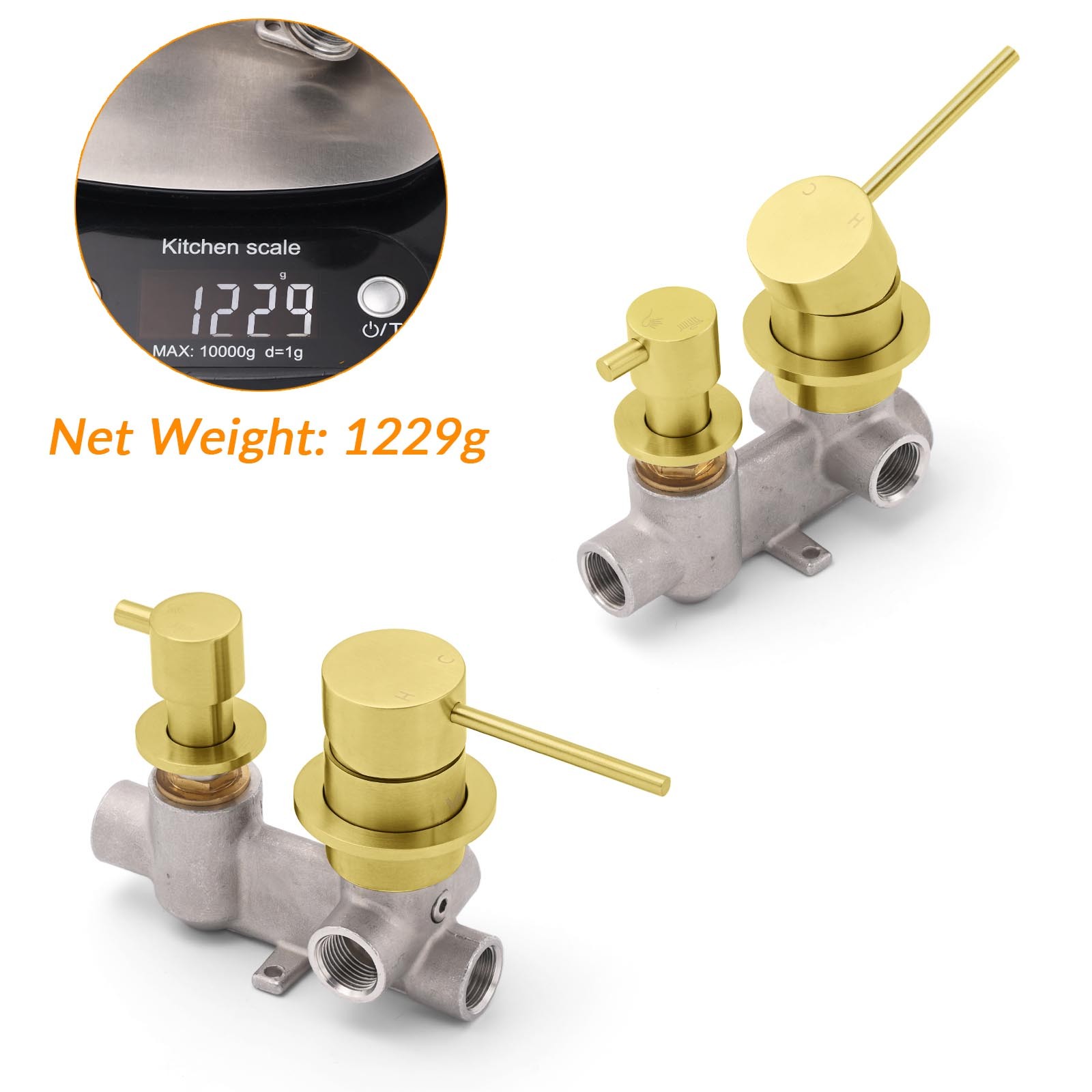 Concealed Round Brushed Gold Wall Shower Mixer 2 Way Diverter Valve For Bathroom โ image 3