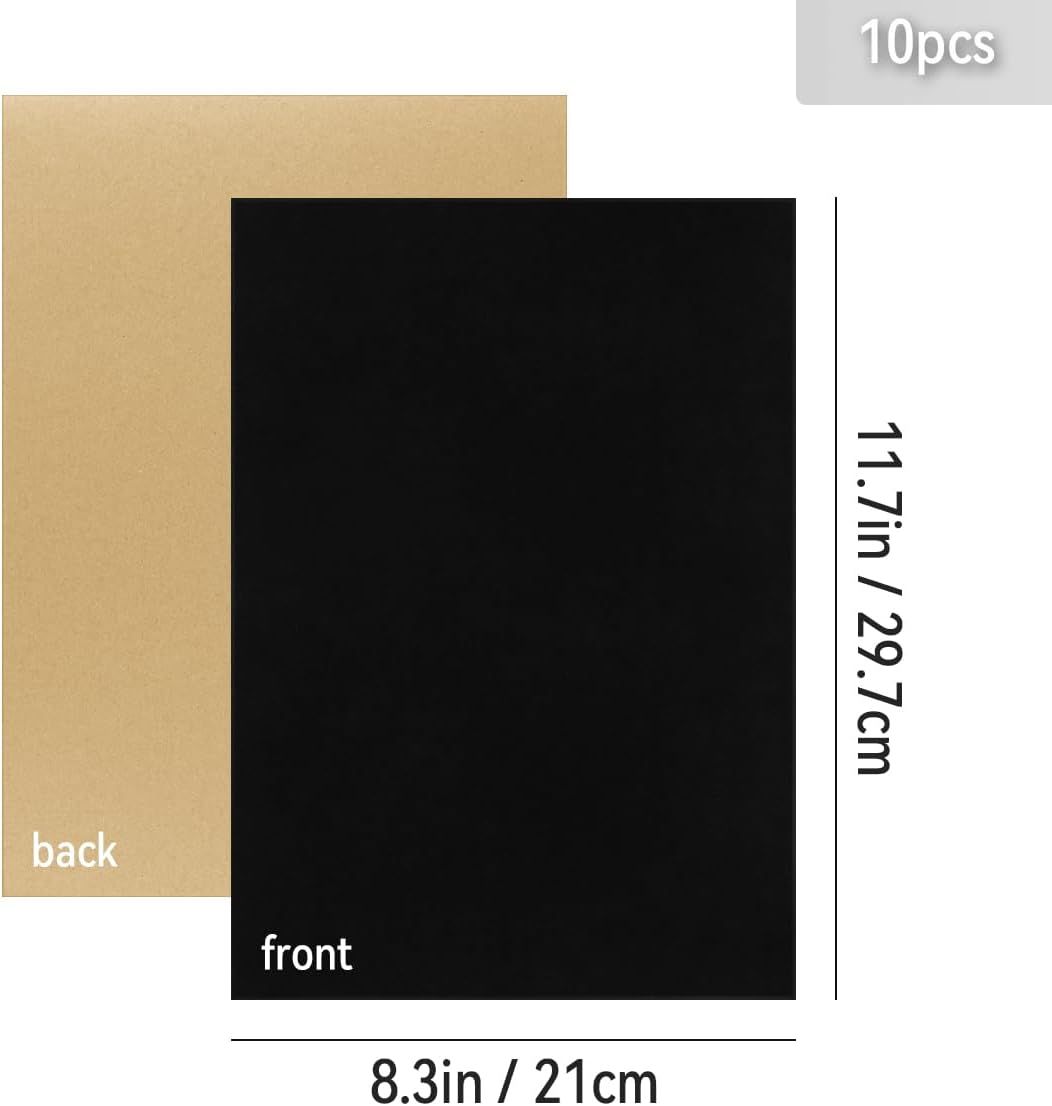 10 Pack Self Adhesive Felt Sheets, Velvet Flock Liner for Drawers, Jewellery Boxes, Craft Projects and Furniture, Black, 21.1 x 30 cm — image 2